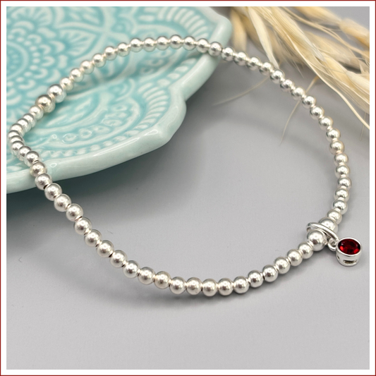 Sterling Silver January Birthstone Stretch Bracelet