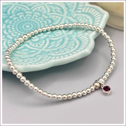 Sterling Silver February Birthstone Stretch Bracelet