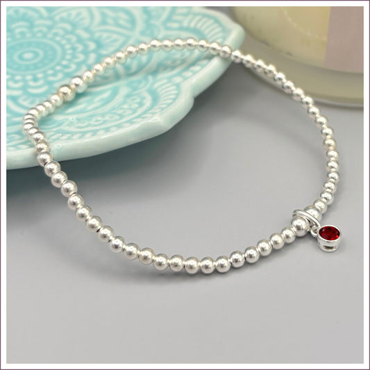Sterling Silver January Birthstone Stretch Bracelet