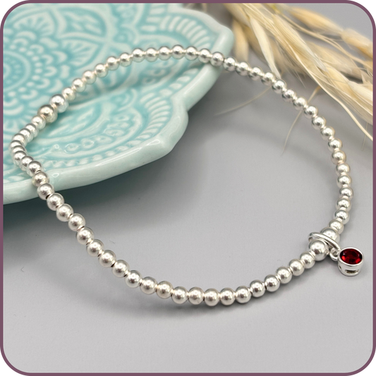 Sterling Silver January Birthstone Stretch Bracelet